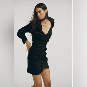 Zara linen rushed dress